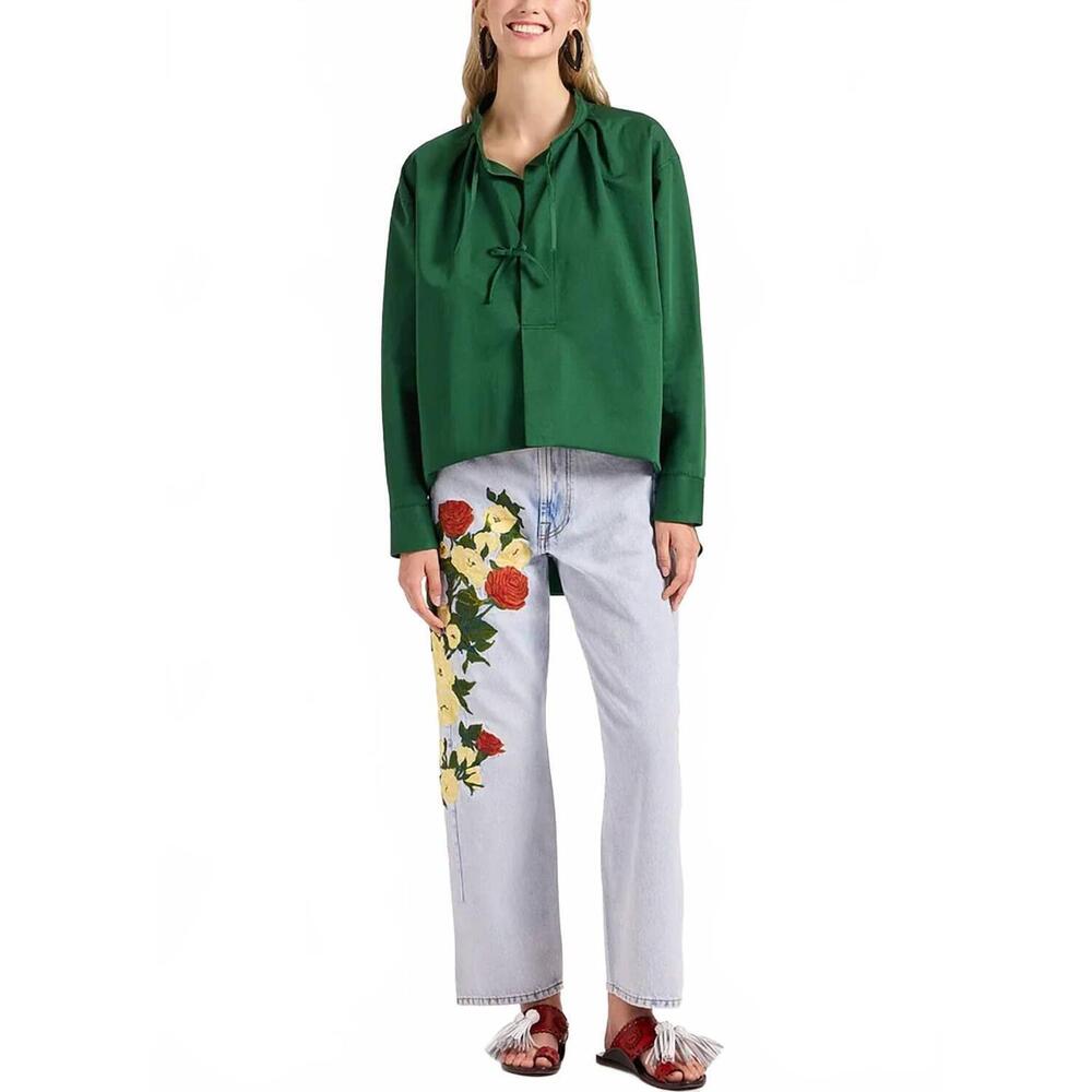 NEW LA DOUBLEJ embroidered barrel jean in bloomy